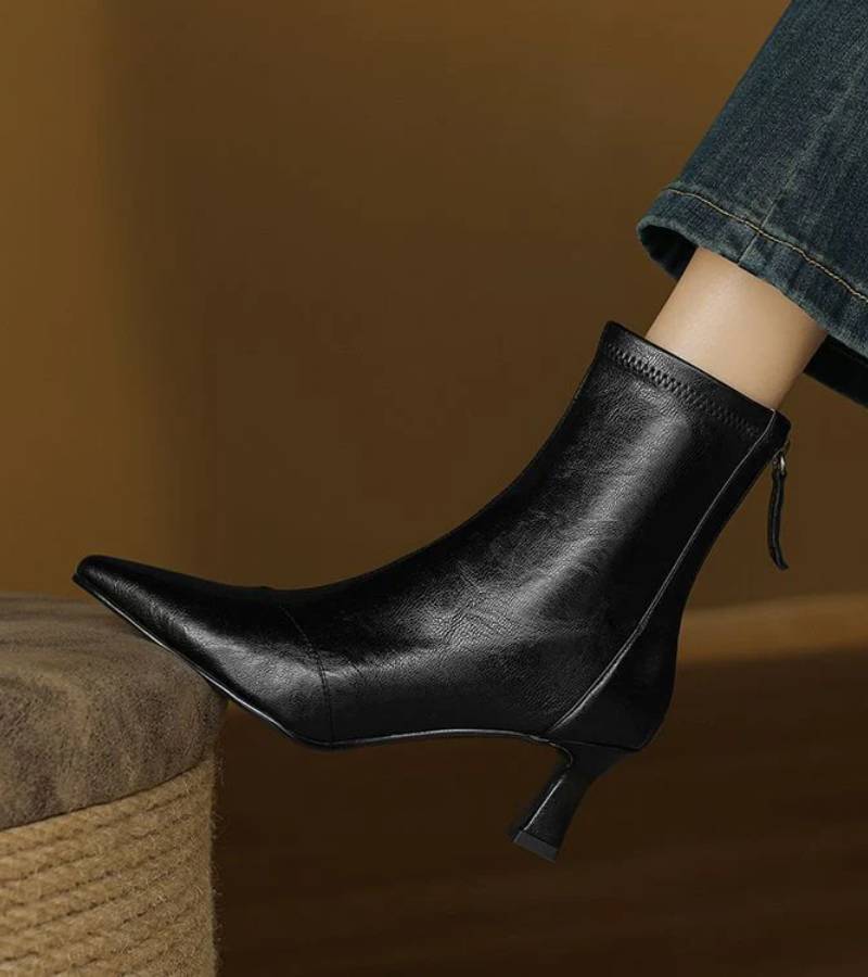 Fulvia | Leather Mid-Heel Ankle Boots