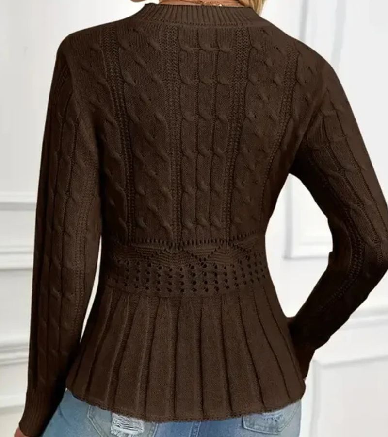 Elisa | Cable Knit Peplum Sweater