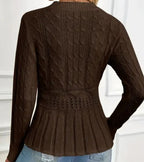 Elisa | Cable Knit Peplum Sweater