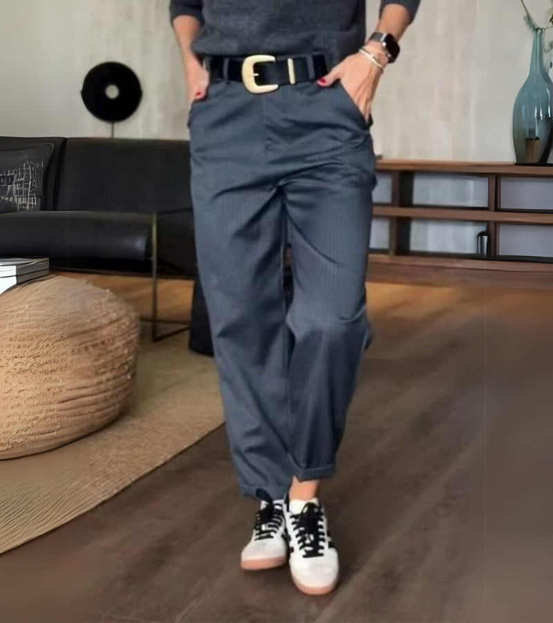 Mathilda | High-Waist Striped Straight-Leg Pants