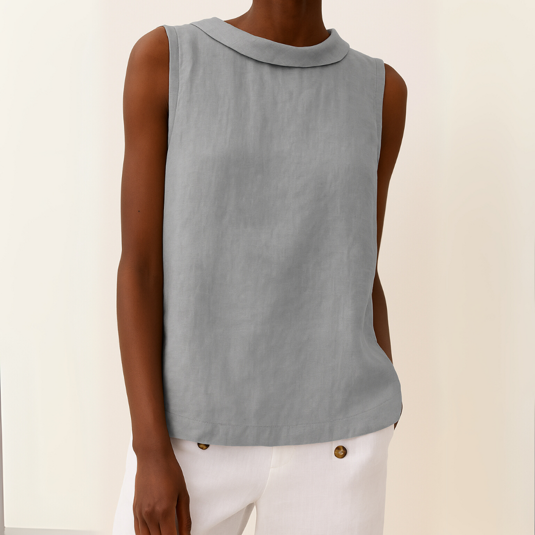 Valerie | Sleeveless Roll Collar Top