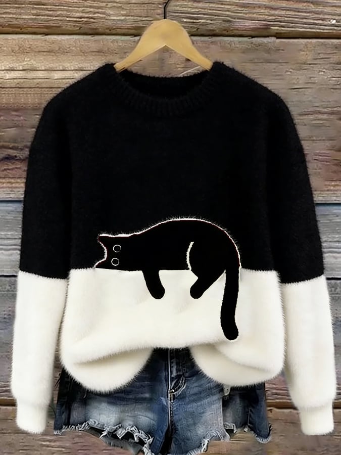 Alva | Cat Print Sweatshirt