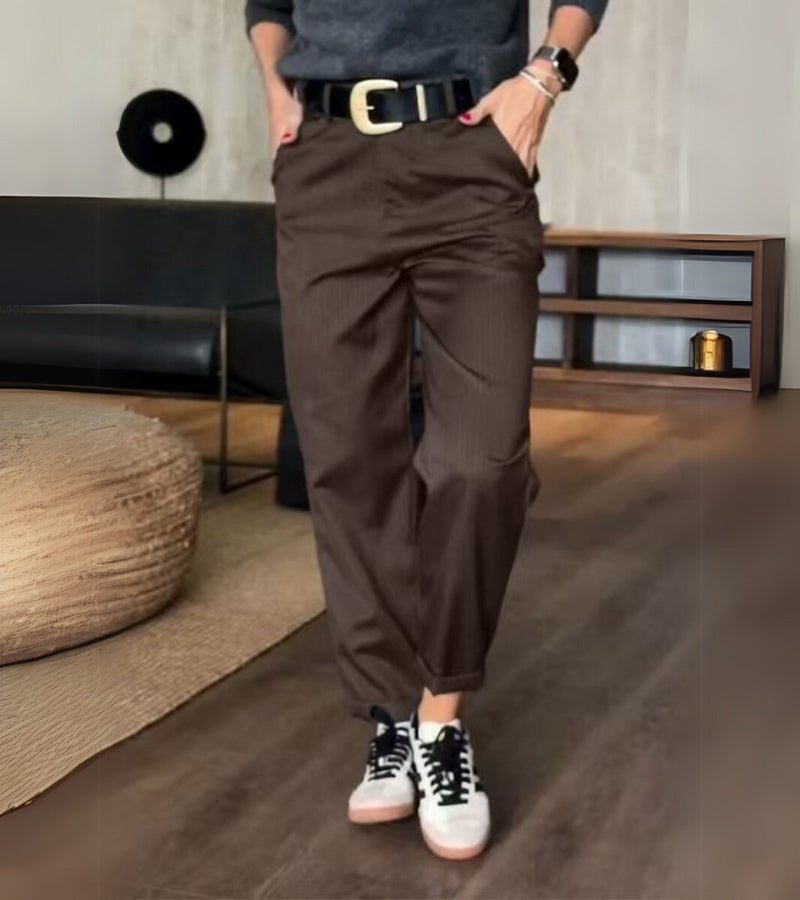 Mathilda | High-Waist Striped Straight-Leg Pants
