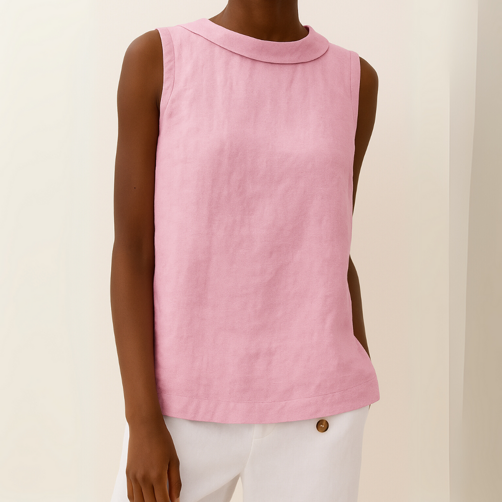 Valerie | Sleeveless Roll Collar Top