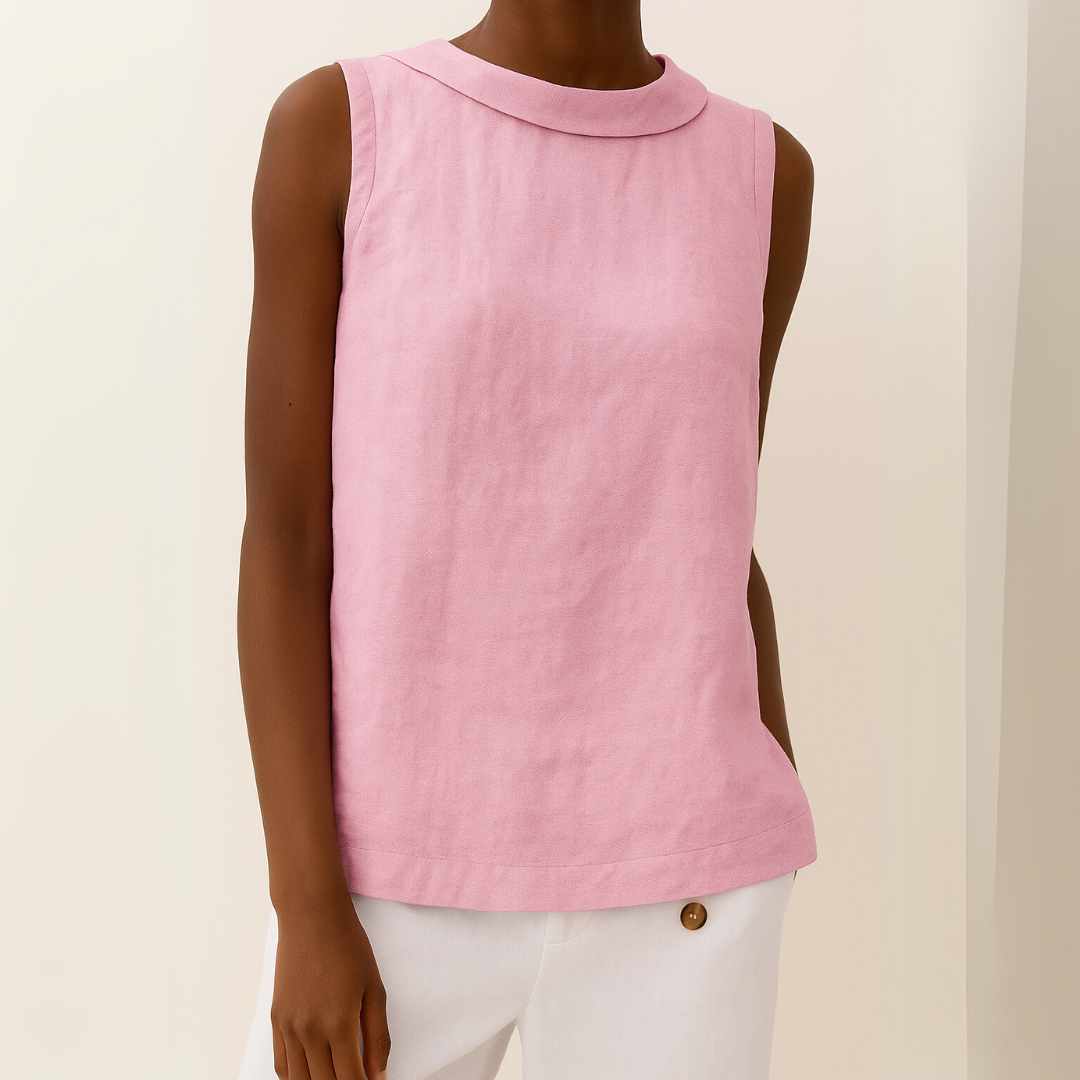 Valerie | Sleeveless Roll Collar Top