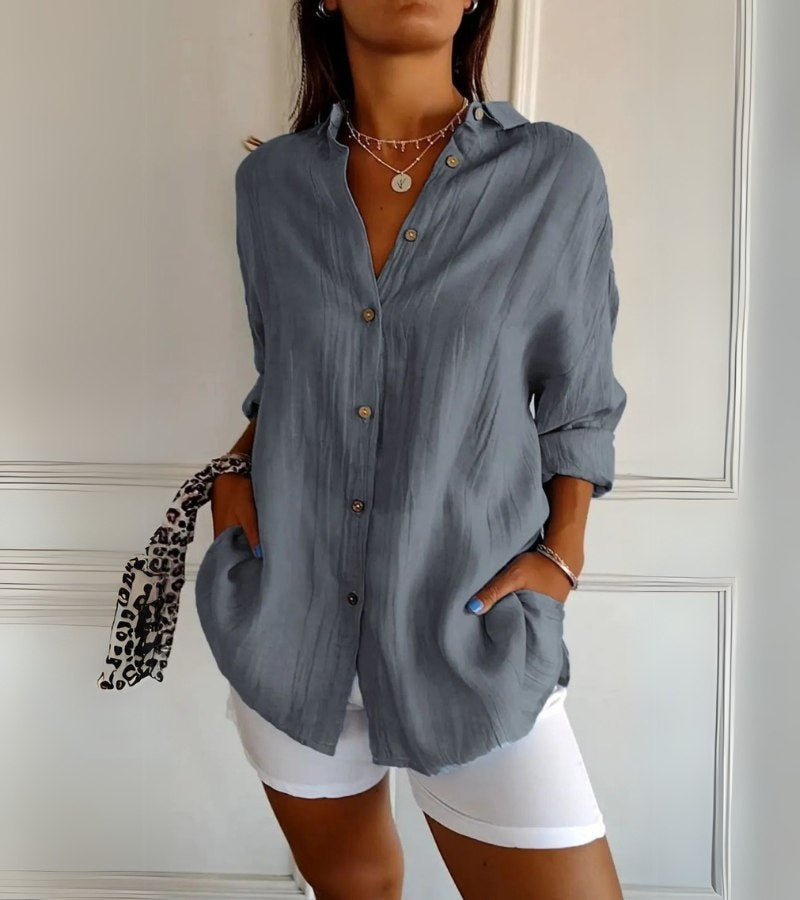 Sonia | Cotton Linen Button Shirt