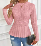 Elisa | Cable Knit Peplum Sweater