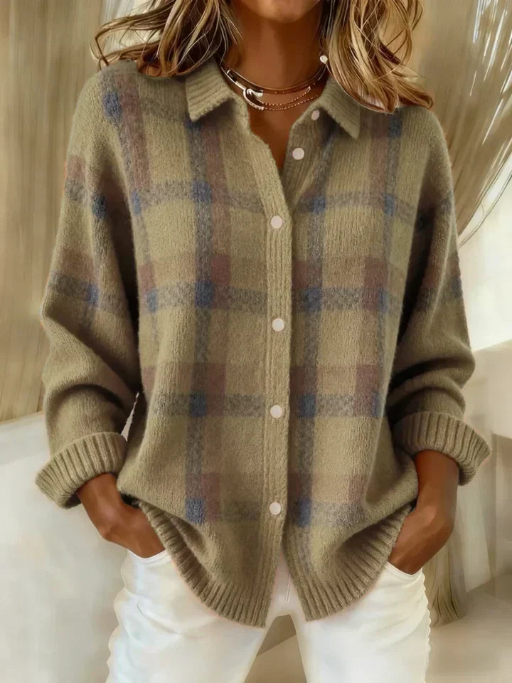 Mirelle | Contrast Plaid Knit Sweater