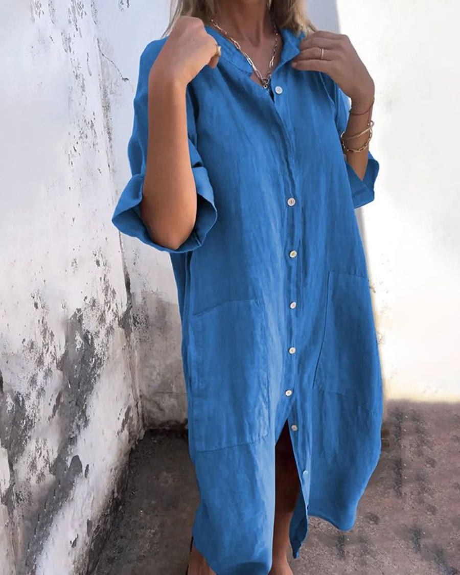 Arlene | Boho Linen Shirt Dress
