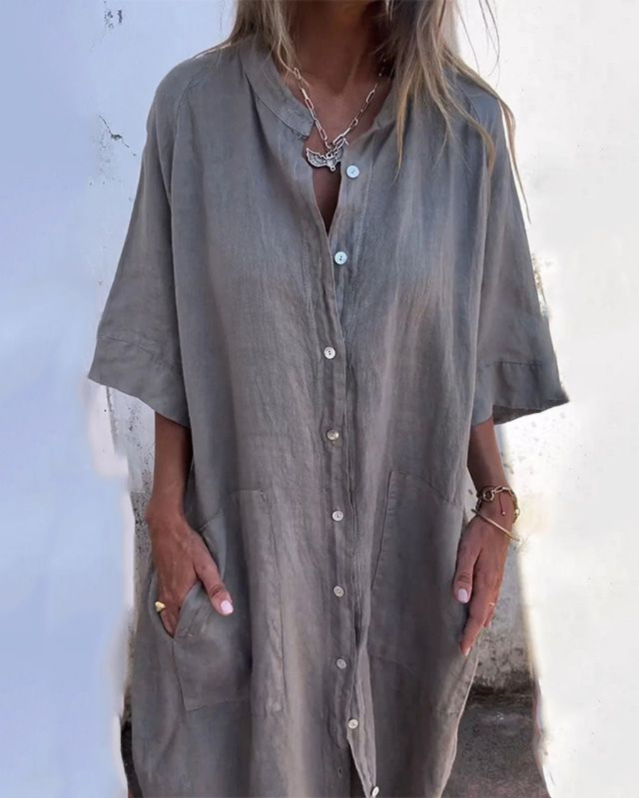 Arlene | Boho Linen Shirt Dress