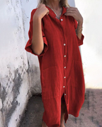 Arlene | Boho Linen Shirt Dress