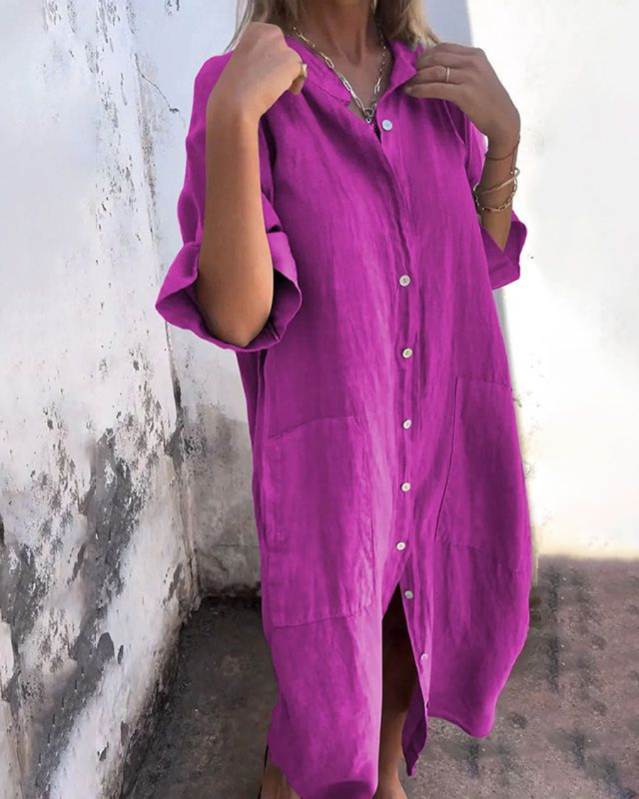 Arlene | Boho Linen Shirt Dress