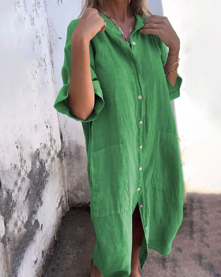 Arlene | Boho Linen Shirt Dress