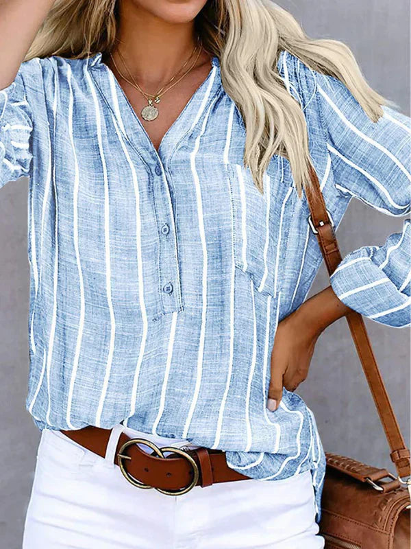 Naia | Striped Button Blouse