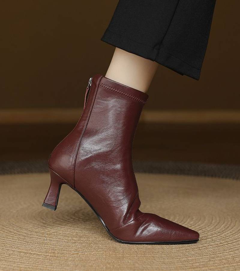 Fulvia | Leather Mid-Heel Ankle Boots
