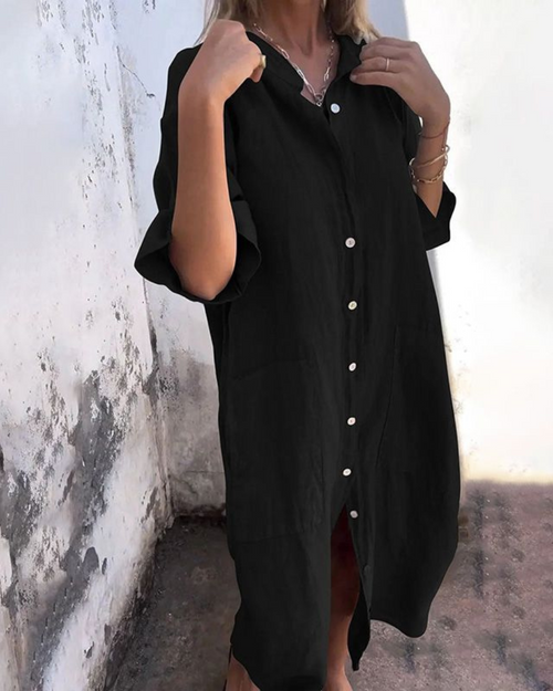 Arlene | Boho Linen Shirt Dress