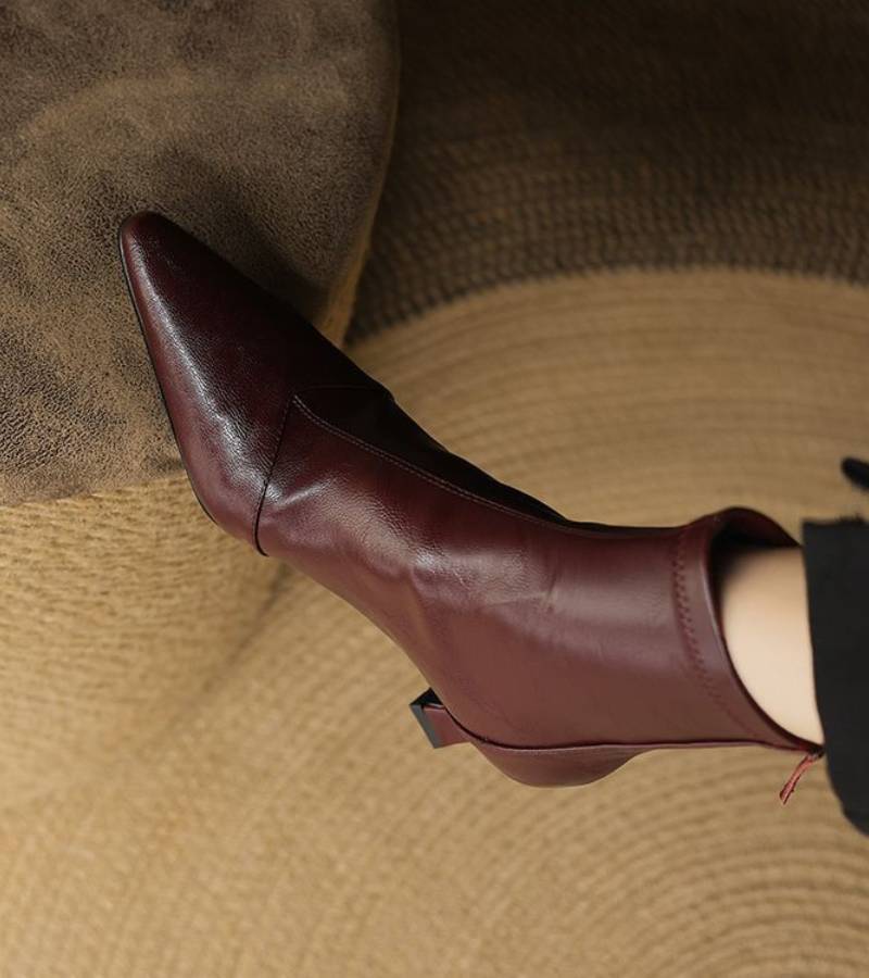 Fulvia | Leather Mid-Heel Ankle Boots