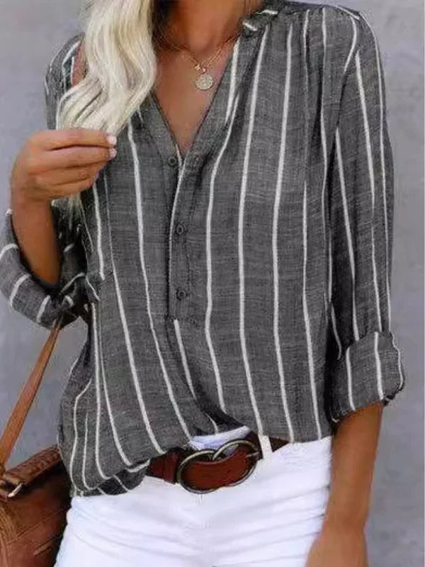 Naia | Striped Button Blouse