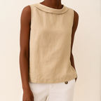 Valerie | Sleeveless Roll Collar Top
