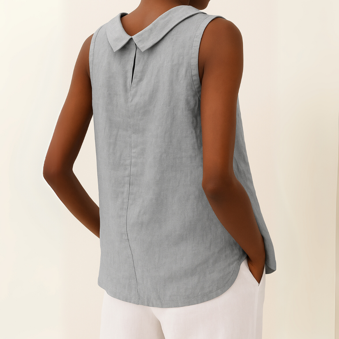 Valerie | Sleeveless Roll Collar Top