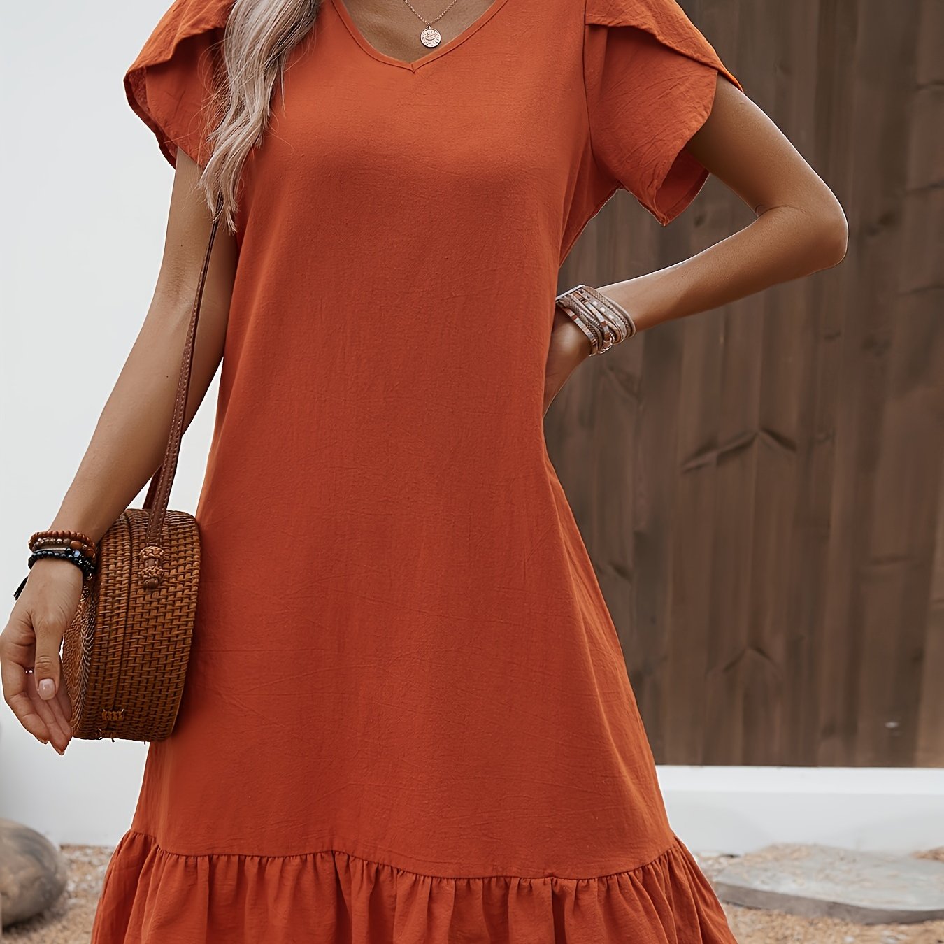 Maëlle | Ruffle Sleeve V-Neck Dress