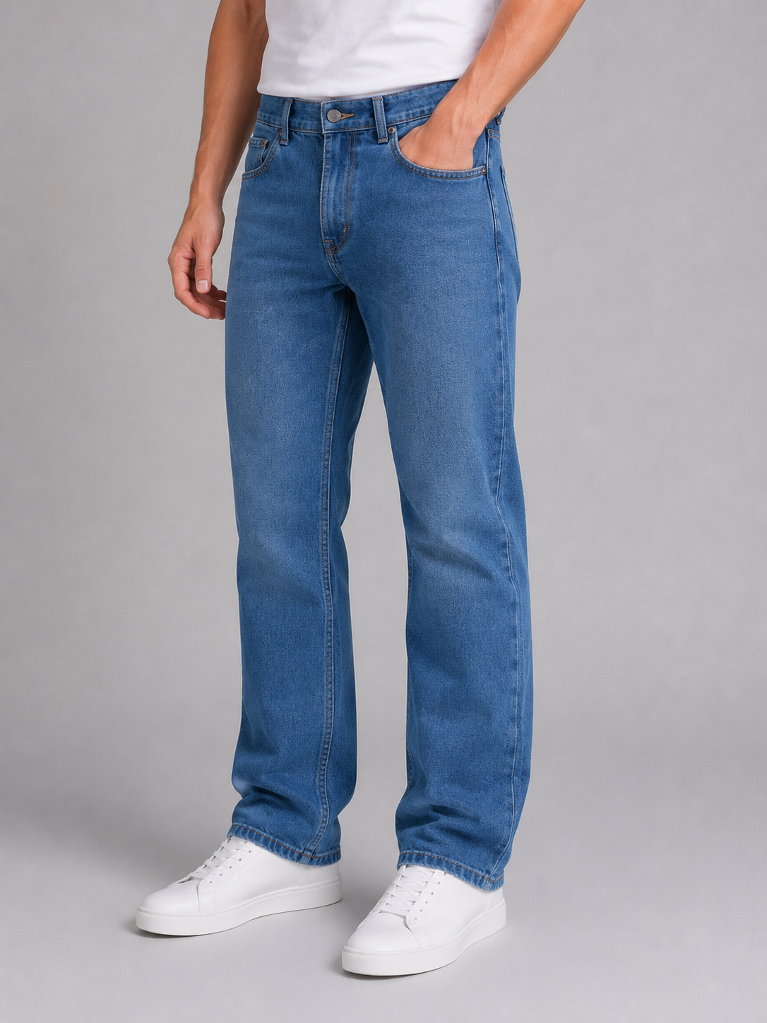 Men's Straight Leg Jeans – Regular Fit Light Wash Denim