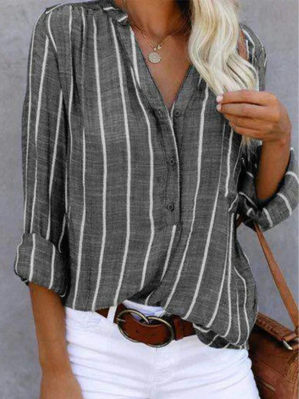 Naia | Striped Button Blouse