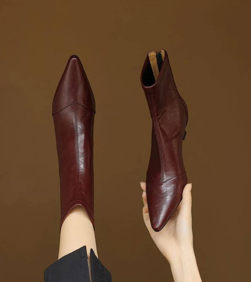 Fulvia | Leather Mid-Heel Ankle Boots