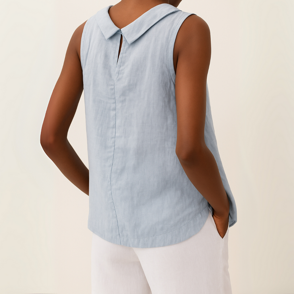 Valerie | Sleeveless Roll Collar Top