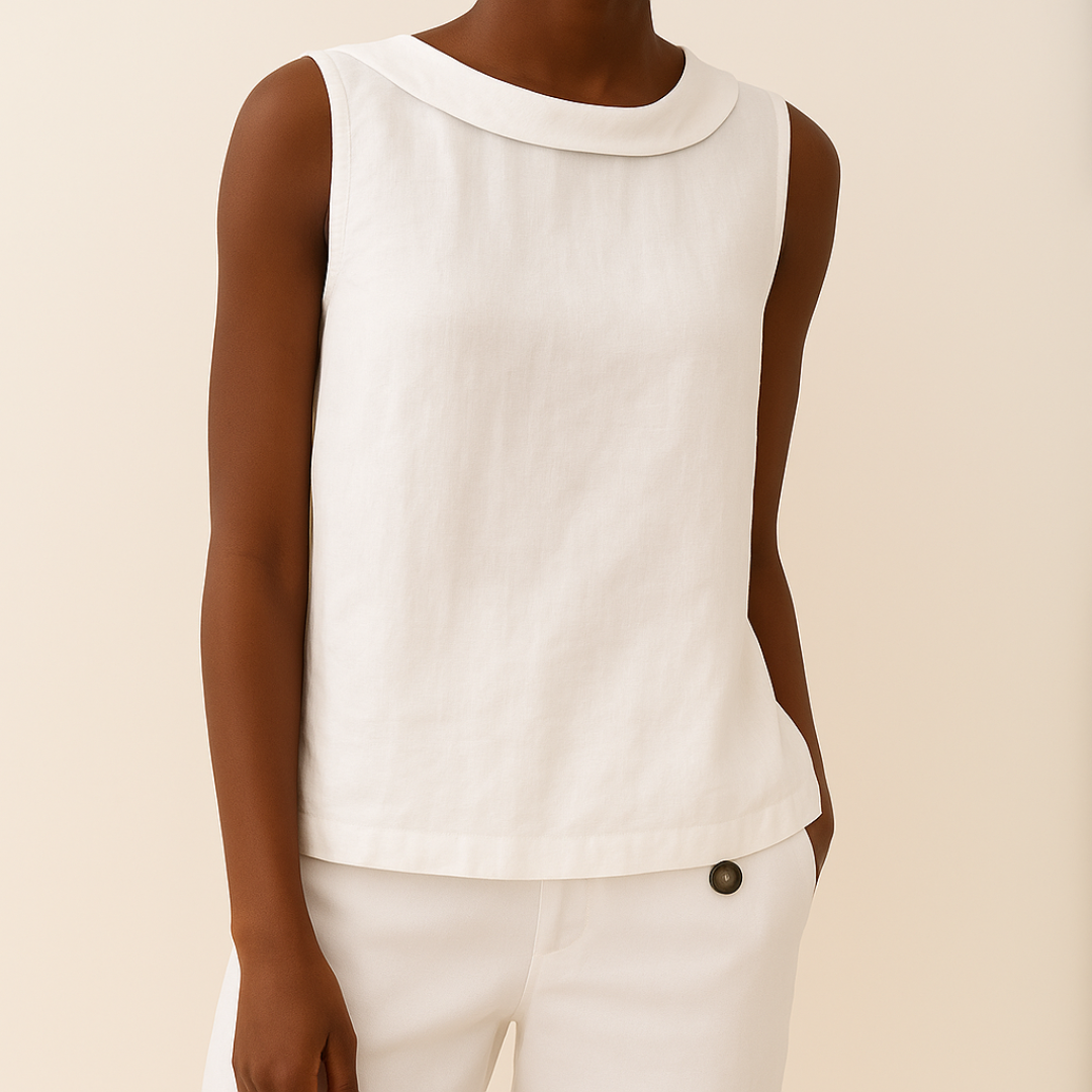 Valerie | Sleeveless Roll Collar Top