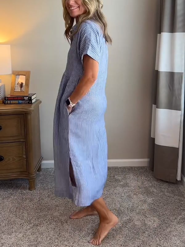 Daphne | Striped Button-Up Dress