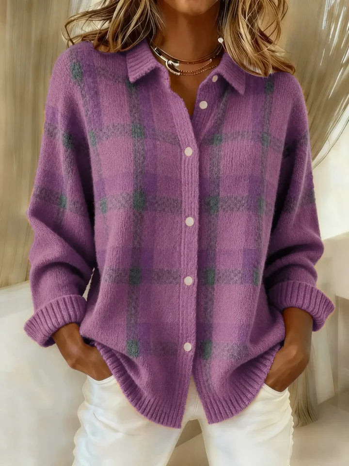 Mirelle | Contrast Plaid Knit Sweater