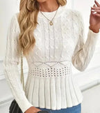 Elisa | Cable Knit Peplum Sweater