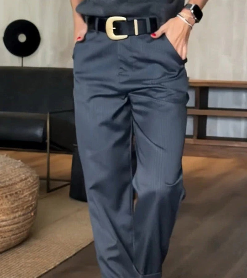 Mathilda | High-Waist Striped Straight-Leg Pants