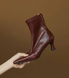 Fulvia | Leather Mid-Heel Ankle Boots