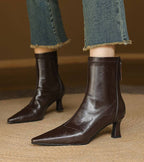 Fulvia | Leather Mid-Heel Ankle Boots