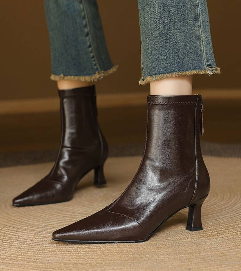 Fulvia | Leather Mid-Heel Ankle Boots