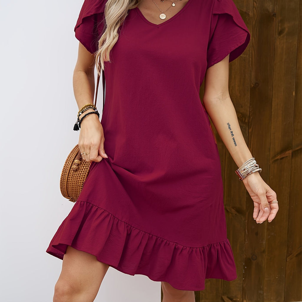 Maëlle | Ruffle Sleeve V-Neck Dress