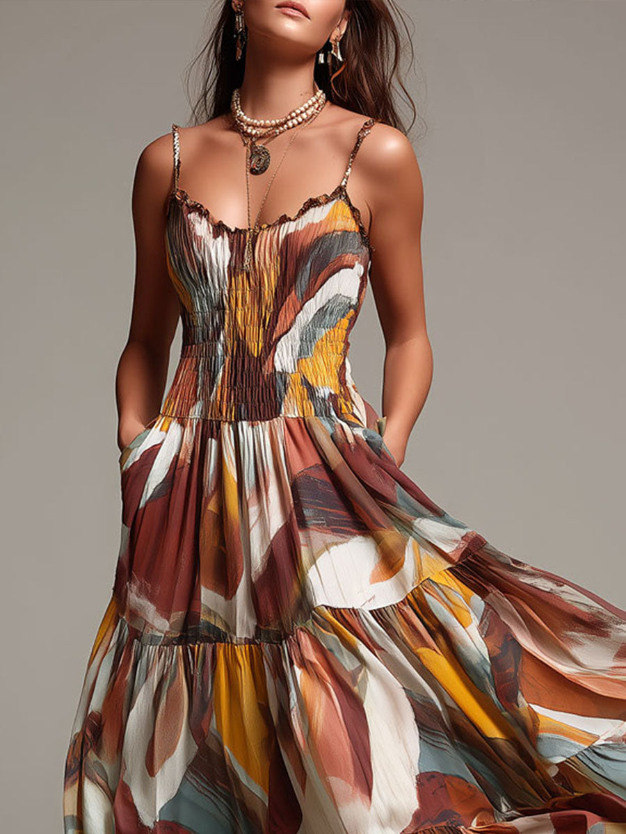 Liora | Smocked Boho Maxi Dress