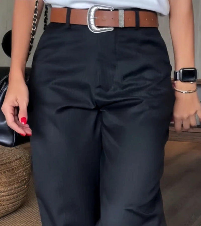 Mathilda | High-Waist Striped Straight-Leg Pants