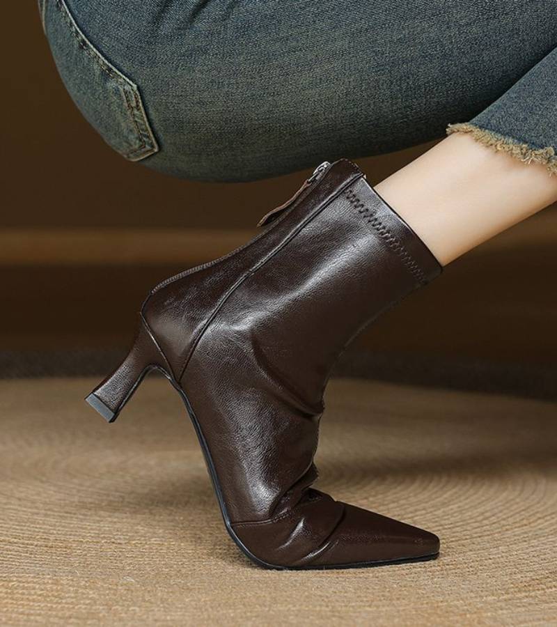 Fulvia | Leather Mid-Heel Ankle Boots
