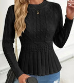 Elisa | Cable Knit Peplum Sweater