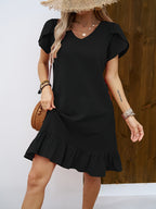 Maëlle | Ruffle Sleeve V-Neck Dress