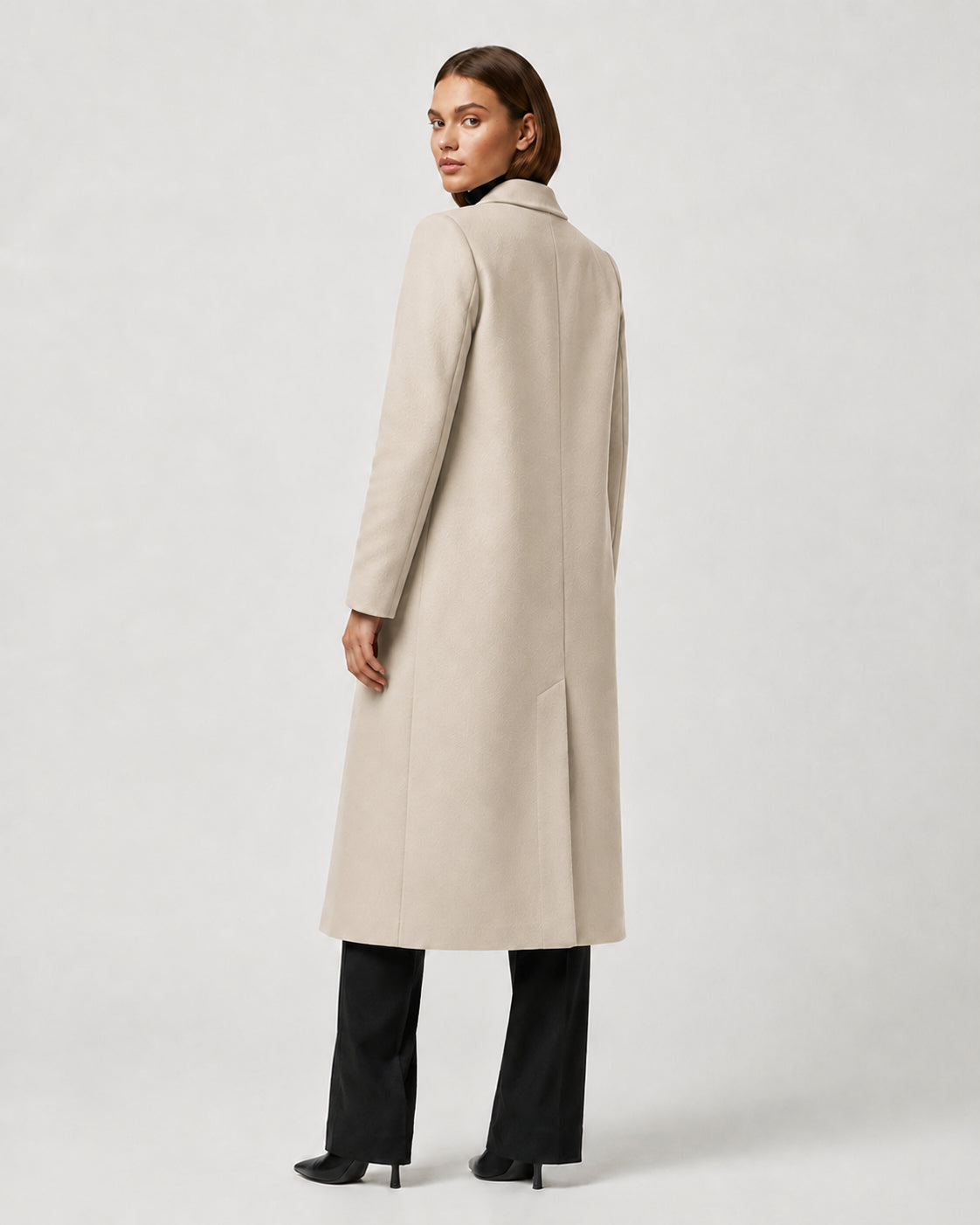 Women's Long Winter Coat – Notched Lapel Overcoat