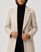 Women's Long Winter Coat – Notched Lapel Overcoat