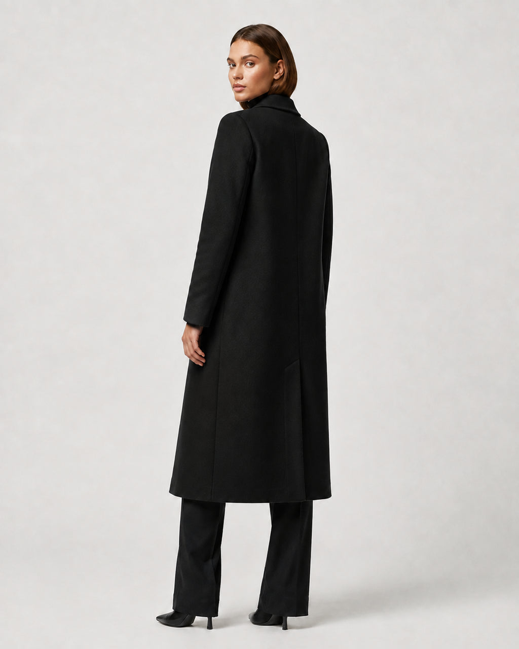 Women's Long Winter Coat – Notched Lapel Overcoat