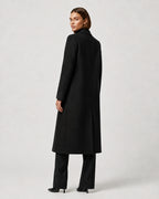 Women's Long Winter Coat – Notched Lapel Overcoat