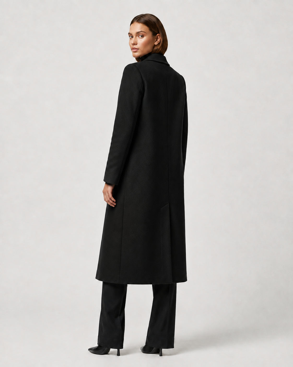 Women's Long Winter Coat – Notched Lapel Overcoat