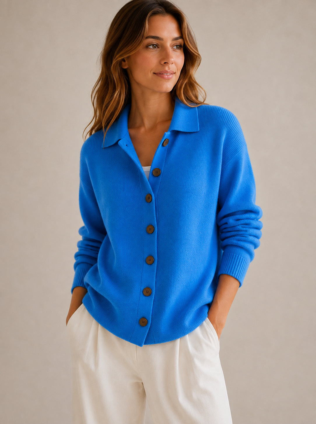 Women's Collared Cardigan Sweater – Button-Down Knit