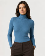 Women's Ribbed Turtleneck Sweater – Slim Fit Long Sleeve Knit